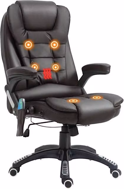 KORVIXA Black Executive Office Chair with Massage and Heat Function in Synthetic Leather – 1