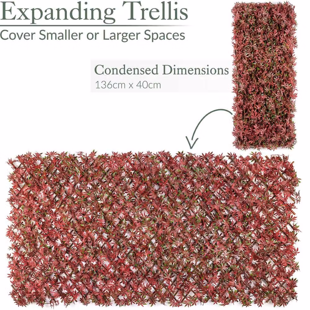 Christow Expanding Artificial Red Acer Trellis Privacy Screening, W/H: 200 x 100 cm – 3