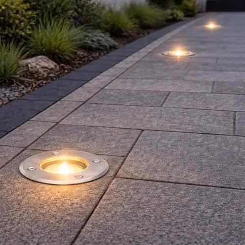 CGC Lighting Meadow Round Large Inground Stainless Steel Recessed Garden Light in Silver