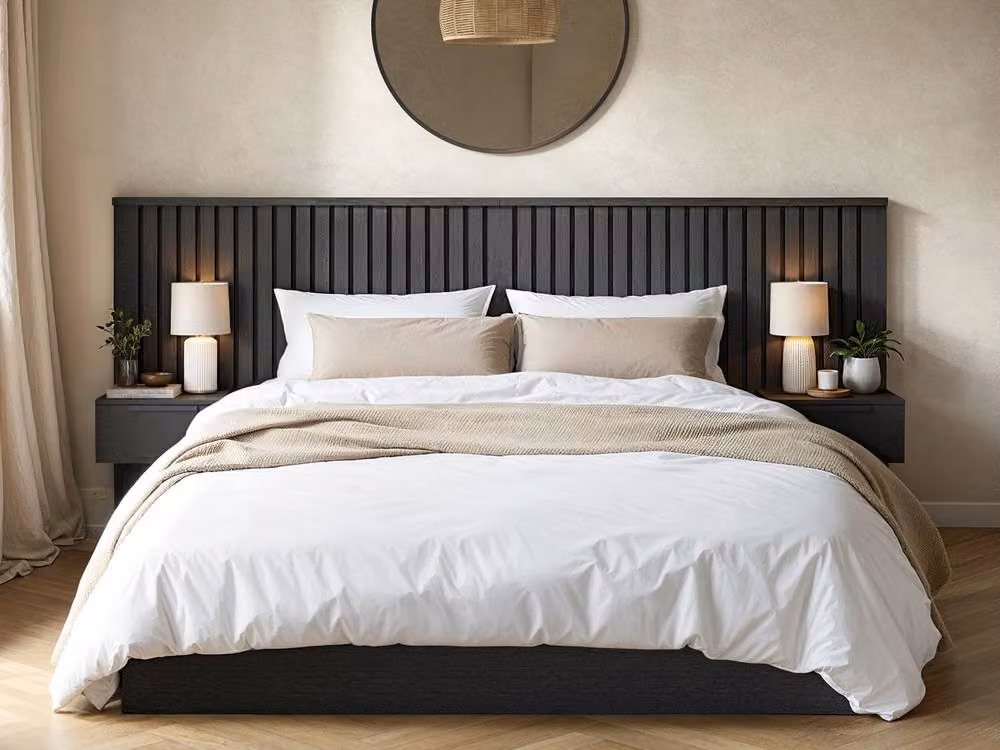 Solace+Co Taylor Hotel Ottoman Bed with Side Tables and Headboard, Black, W/D/H: 140 x 200 cm – 2