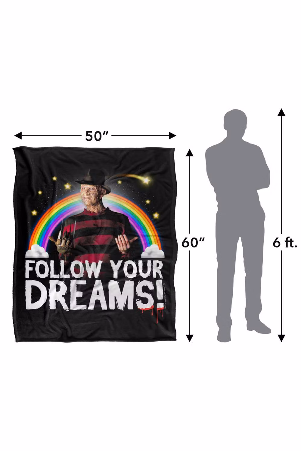Warner Bros. A Nightmare On Elm Street (1984) Follow Your Dreams Silky Touch Super Blanket, Extra Large, Multicolour and Black – 3
