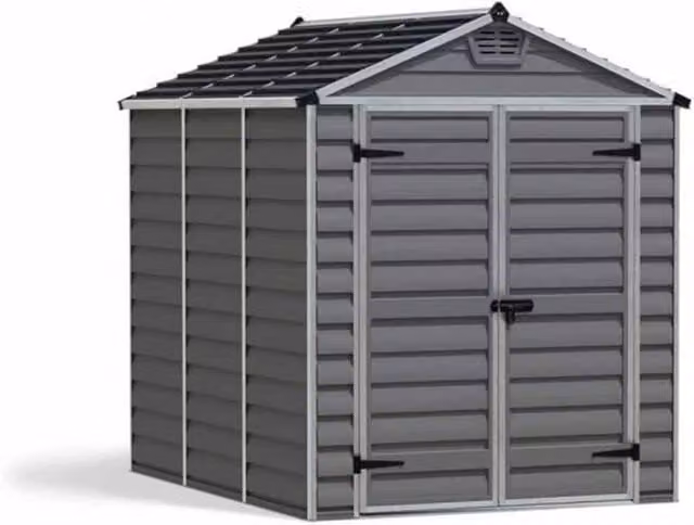 Palram Skylight Polycarbonate and Aluminium Shed in Dark Grey, L229 x W185.4 x H217 cm