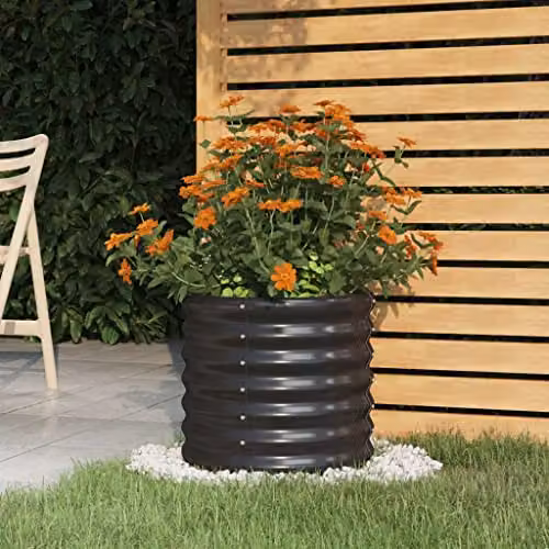 vidaXL Galvanised Steel Garden Planter Tub, Anthracite, W/D/H: 40 x 40 x 36 cm – 2