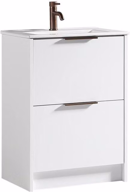 Bathroom Kingdom Sora White Glossy Basin Drawer Vanity with Soft Close Doors, Width: 60 cm