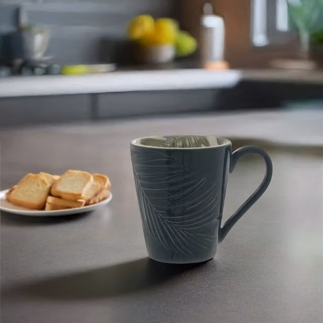 Orsina Botanical Green Porcelain Mug with Floral Design