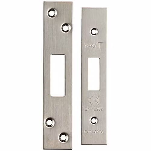 Loops Satin Stainless Steel Deadbolt Lock Forend Strike and Fixing Protective Plate Set, Silver, 4 Pack
