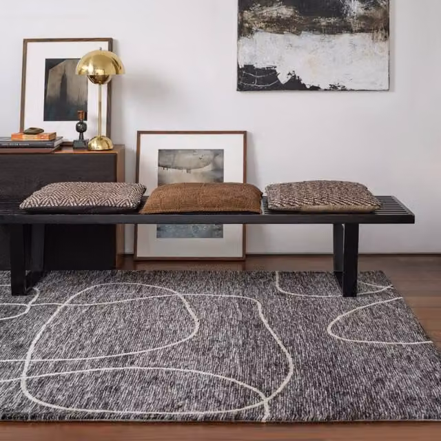 The Rug Shop UK Black Modern Abstract Machine Woven Area Rug, W/D/H: 160 x 230 cm