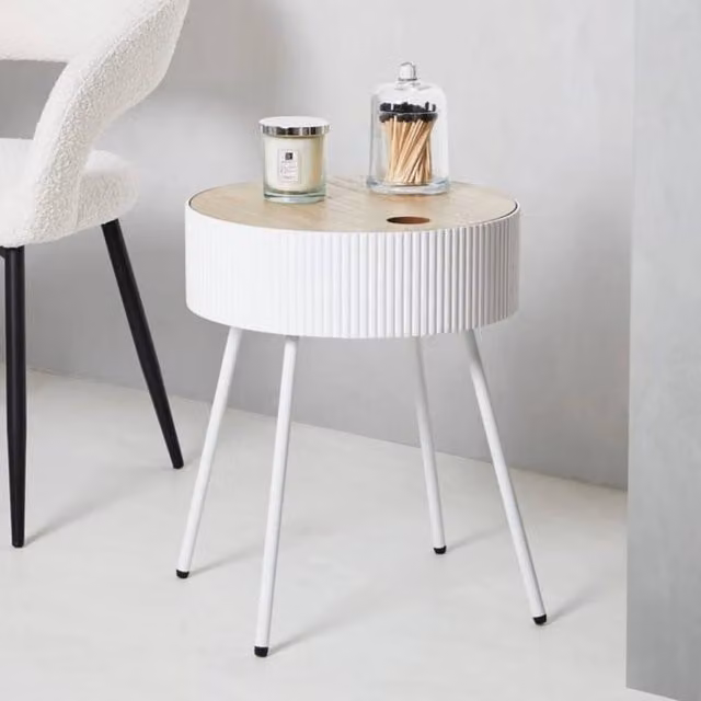 EONLION White Round Lift Top Coffee Table with Hidden Storage