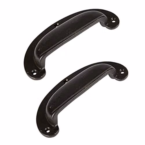 Hammer and Tongs Wide Lipped Cabinet Drawer Handles, Pack of 2, Black and Gold Matt Iron