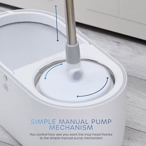 Swan Elevate Spin Mop and 5 Litre Bucket Set with Stainless Steel Wringer and Microfibre Mop Head, White SWFC2011WHTN – 3