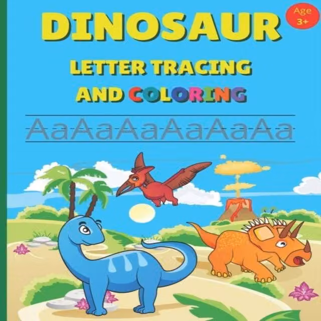 Bambam Books Dinosaur Letter Tracing and Colouring Alphabet Writing Practice Book for Children, Multicolour