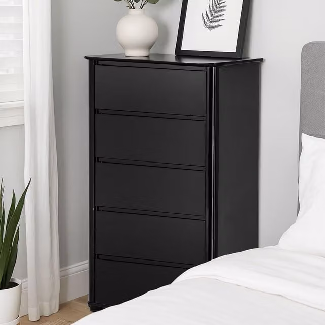 Orsina Black High Gloss 5 Drawer Chest W/D/H: 110 x 40 x 60 cm