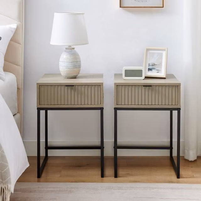 Melody Maison Hesley Nordic Wood Range Pair of One Drawer Bedside Tables in Natural