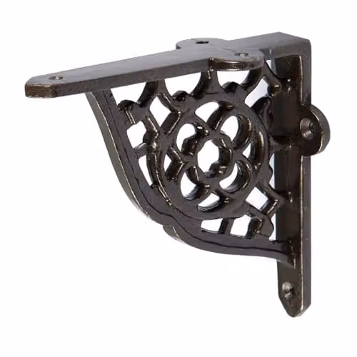 Hammer and Tongs Honeycomb Iron Wall Mounted Shelf Brackets, Pack of 2, Grey and Black – 4
