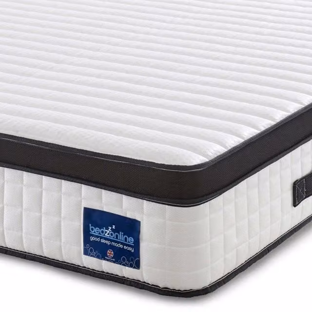 Bedzonline Black and White Hybrid Memory Foam and Pocket Spring Mattress with Knitted Fabric, W/D/H: 135 x 200 x 25 cm