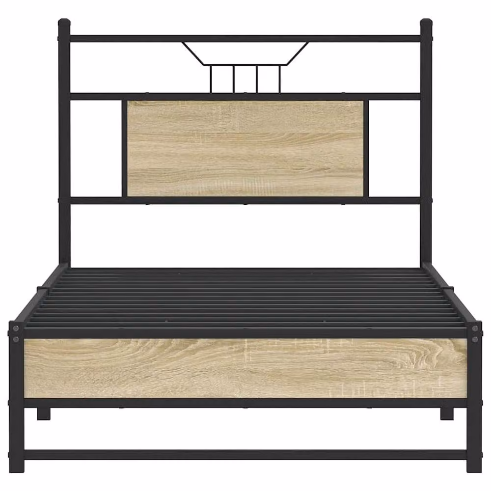Berkfield Home Sonoma Oak Bed Frame in Light Oak, W/D/H: 80 x 200 cm – 3