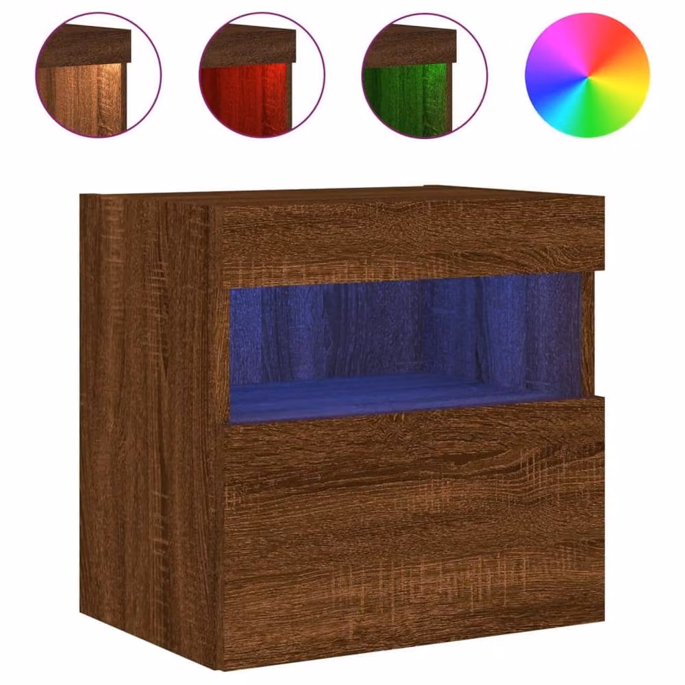 Berkfield Home Modern TV Wall Cabinet with LED Lights in Brown Oak, W/D/H: 40 x 30 x 40 cm – 2