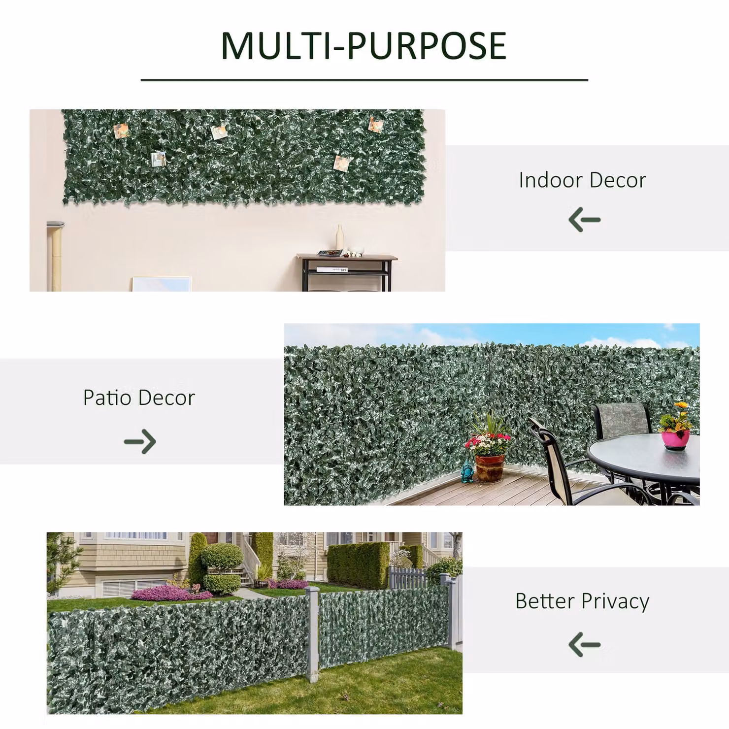 Outsunny Artificial Hedge Privacy Screen, Green, W: 300 cm, H: 150 cm – 5