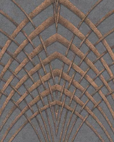 Marburg Anthracite and Copper Geometric Graphical Pattern Wallpaper, W: 0.53 m, L: 10.05 m – 1