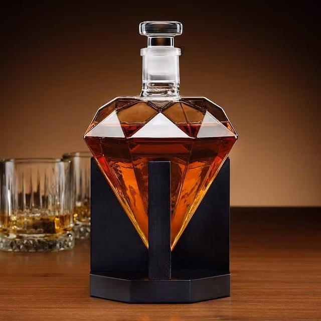 Connoisseur Creations Diamond Geometric Glass Decanter with Stopper, 1 l, Clear