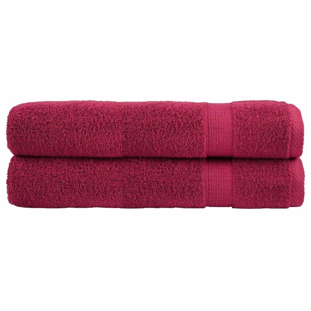 Berkfield Home SOLUND Premium Cotton Terry Towels, 2 Pack, Bordeaux Red, W: 100 cm, L: 200 cm, 600gsm – 2