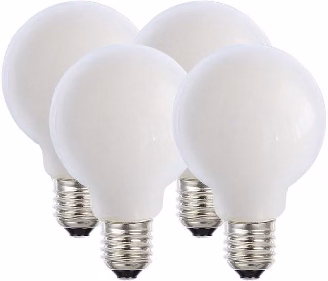 Harper Living 8W G95 E27 LED Opal Globe Bulb, Warm White, Dimmable, Pack of 4