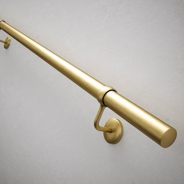 Rothley Satin Brass Stair Hand Rail Kit, Gold/Brass