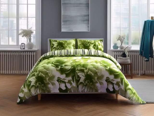 Home Sweet Home UK Reversible Green Striped Polycotton Duvet Cover and Pillowcase Set – 1