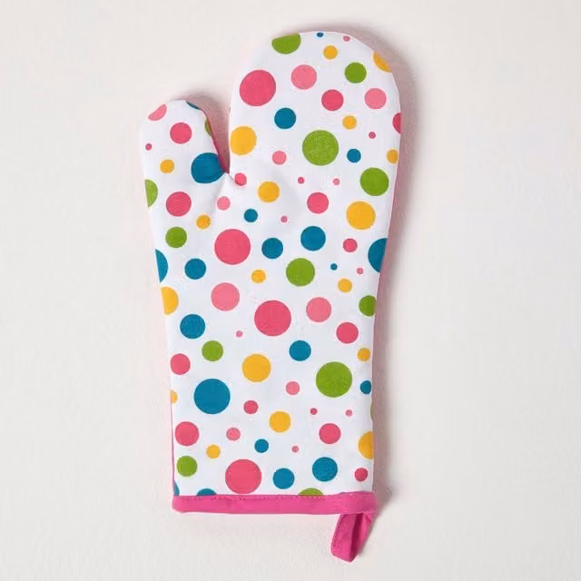 Homescapes Multicolour Polka Dot Cotton Oven Glove