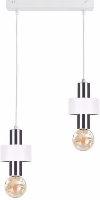 Netlighting Unica Bar Pendant Ceiling Light in White and Silver, 50 cm, 2x E27