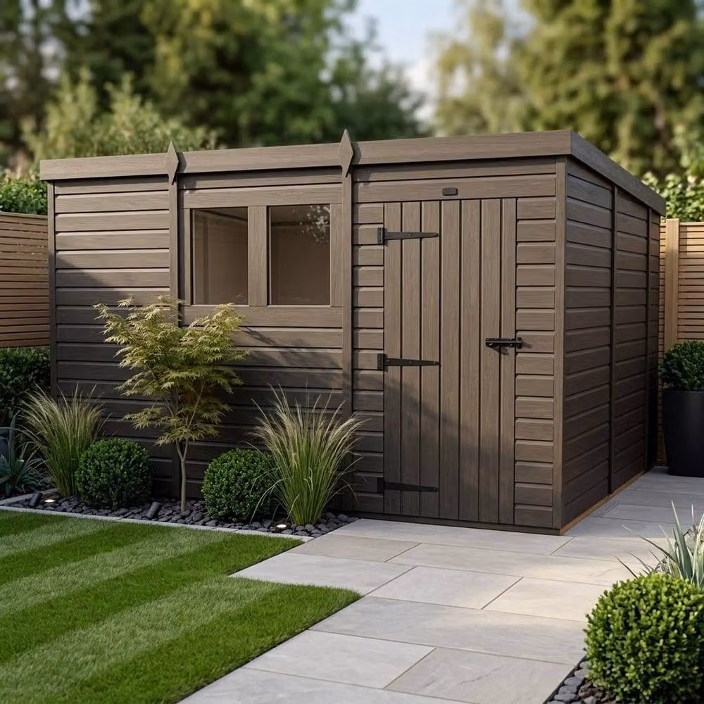 Buttercup Farm Grey Composite Pent Garden Shed with Single Door and Windows W/D/H: 305 x 305 x 210 cm – 2