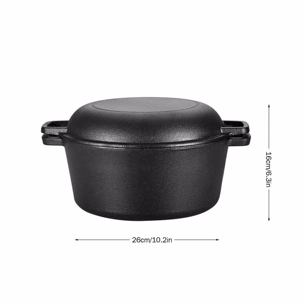 Nordara Black 2-in-1 Cast Iron Casserole Dutch Oven with Lid, 4.5 l – 2
