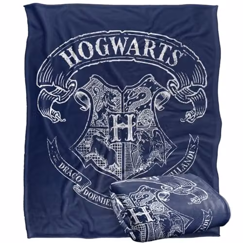 LOGOVISION Harry Potter Hogwarts School Crest Super Soft Fleece Throw Blanket, Multicolour, W: 152.4 cm, D: 127.0 cm