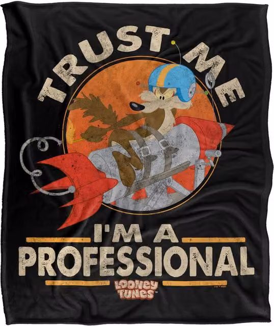 LOGOVISION Looney Tunes Wile E Coyote I'M A Professional Super Soft Fleece Throw Blanket, Multicolour, W: 152 cm, D: 127 cm – 6