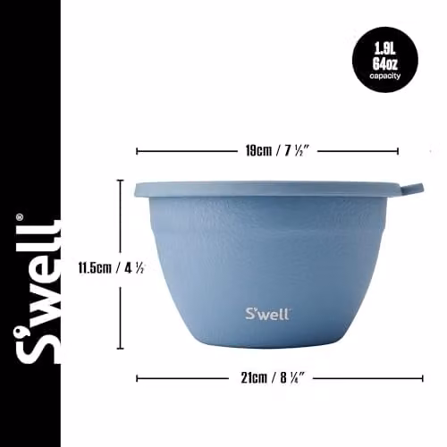 S'well Stainless Steel Salad Bowl Kit in Blue and Grey, 1.9 l – 2