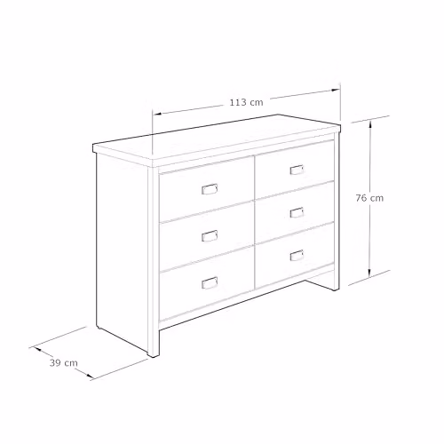 GFW Boston Wide 6 Drawer Chest of Drawers in Grey and Brown Oak Effect Finish – 2