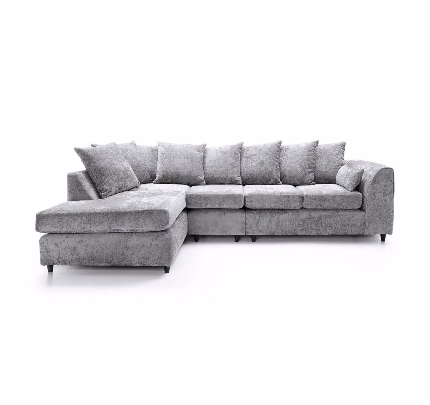 Abakus Direct Harriet Large Left Facing Corner Sofa in Light Grey Crushed Chenille Fabric – 2