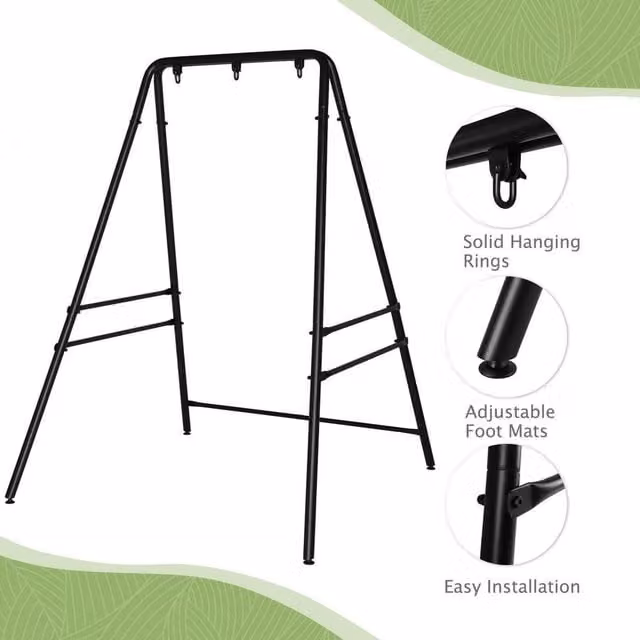 Kelvenix A-Frame Metal Hammock Stand for Hanging Chairs in Matt Black – 1
