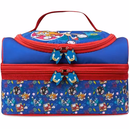 Get Trend Sonic the Hedgehog Insulated Kids Lunch Bag with Dual Compartments in Blue and Red