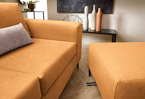 Abakus Direct Capri Reversible Corner Sofa in Saffron Orange and Yellow with Matching Ottoman – 3