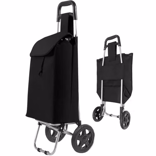 Almineez Black Large Wheeled Shopping Trolley with 24L Foldable Oxford Cloth Bag – 1