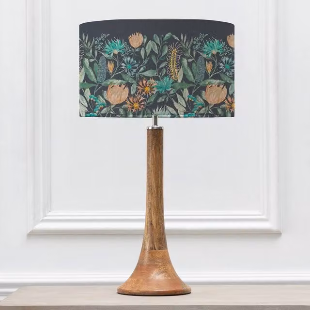 Voyage Maison Kinross Small Table Lamp with Fortazela Eva Tall Lampshade in Brown and Multicolour