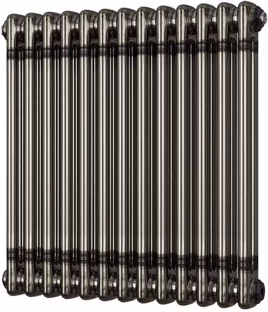 UK Radiators Alpha Raw Metal 2 Column Horizontal Traditional Cast-Iron Style Radiator in Silver, W: 59.2 cm, H: 60 cm – 1