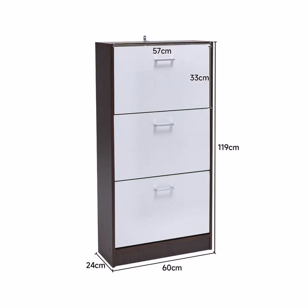 ERGOVEXA Modern 3 Drawer Slim Shoe Cabinet in White and Multicolour – 2