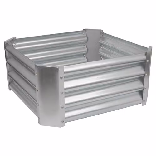 Harbour Housewares Raised Garden Bed in Silver Galvanised Steel, W/D/H: 60 x 60 x 30 cm