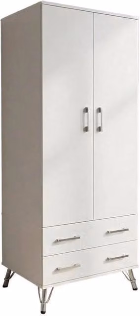 KORVIXA White 2 Door 2 Drawer Wardrobe with Hanging Rail, W/D/H: 100 x 100 x 100 cm – 1