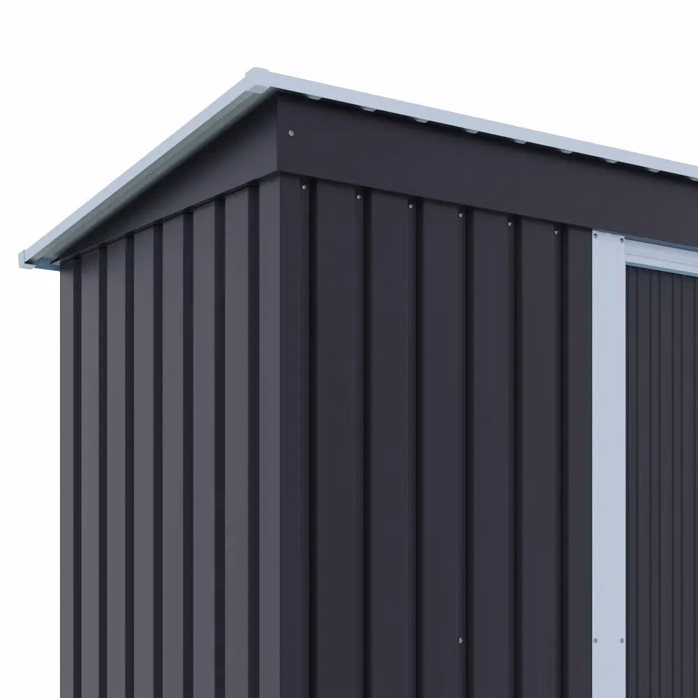 Living and Home Black Metal Pent Outdoor Storage Shed with Lockable Sliding Door, W/D/H: 152.4 x 91.44 x 182.0 cm – 5