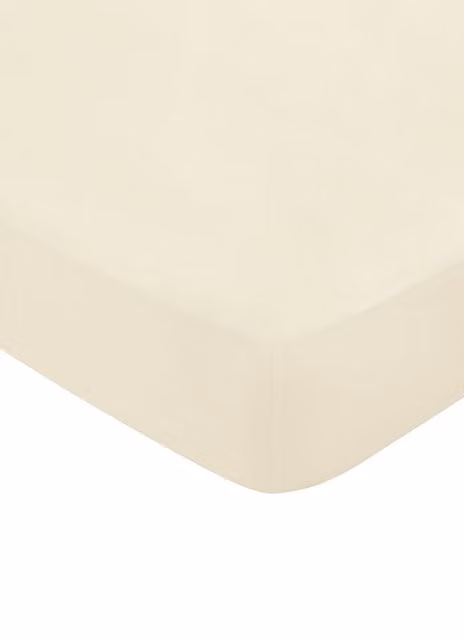 1951 Luxury 400 Thread Count Cotton Mako Sateen Single Fitted Sheet in White, W/D/H: 90 x 200 cm