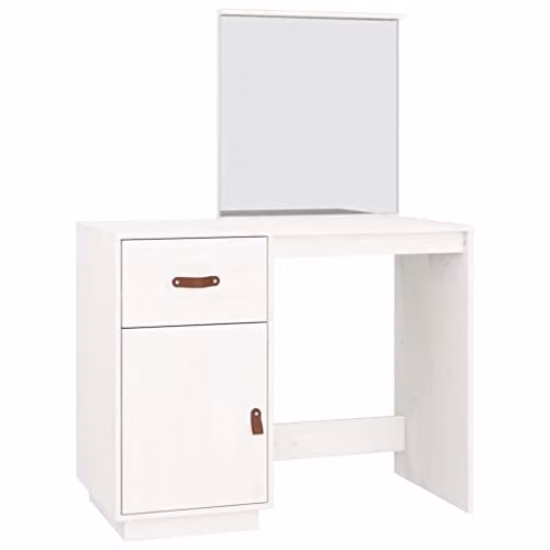vidaXL White Solid Pine Wood Dressing Table W/D/H: 95 x 50 x 134 cm