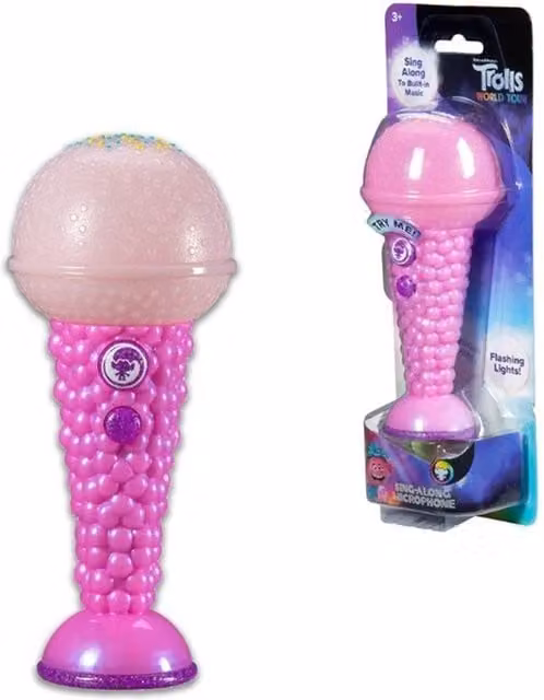 EKIDS Trolls Microphone with Music and Lights, Pink